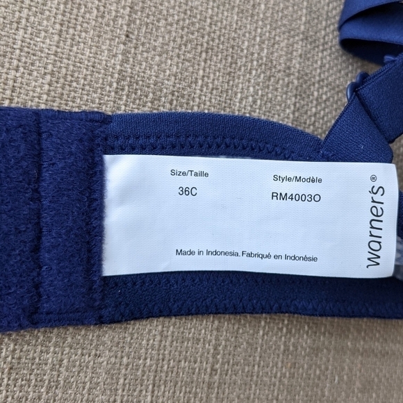 Warner's t-shirt bra navy blue polkadot 36C c061 - Picture 2 of 8